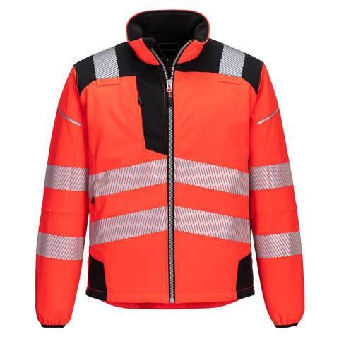 PORTWEST T402 SOFTSHELL HAUTE-VISIBILITÉ PW3 ROUGE/NOIR - TAILLE S