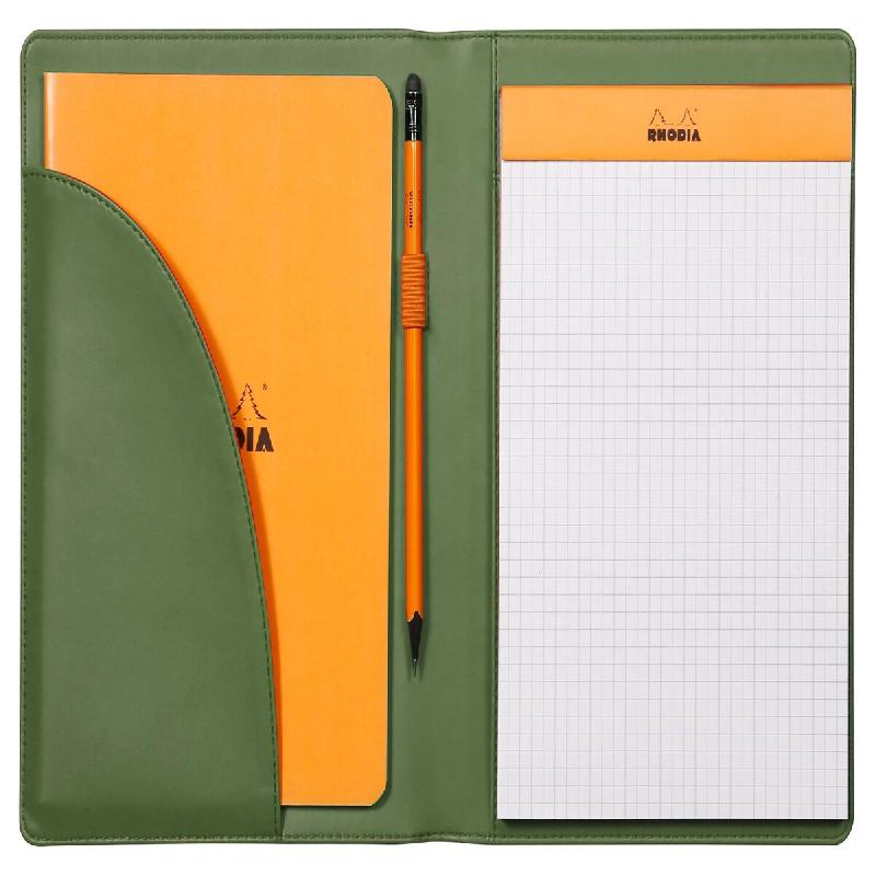 RHODIA 216003C - Livret Porte-Bloc et Porte-Documents N°16 Sauge - pour Bloc-Notes ou Carnets de Format A5 17,5 x 23,5 cm (14,8x21 cm) - Simili Cuir_0