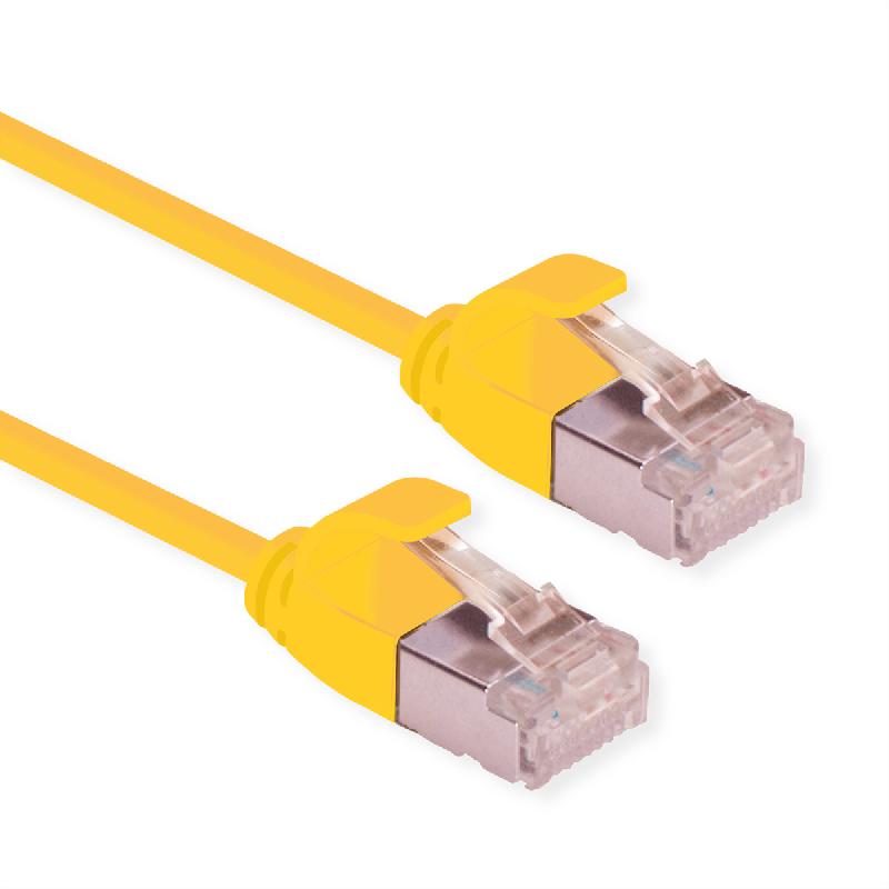 ROLINE Cordon DataCenter U/FTP Cat.6A (Classe EA), LSOH, slim, jaune, 0,5 m_0