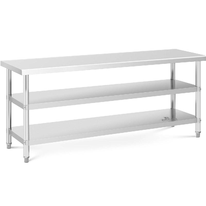 Royal Catering - Royal Catering RCAT-200/60-PS3SH Table de Travail en Inox pour Cuisine 200 x 60 x 5 cm, 231 kg, 2 Tablettes - multi-matériau 4062859_0