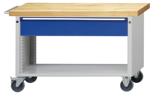 Servante mobile monobloc L1140xP650xH790mm - 1 tiroir - plateau bois hêtre massif - fabrication allemande_0