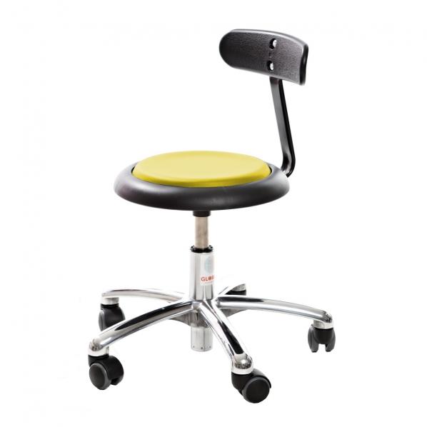 Siège professionnel petite enfance - base alu - assise en simili cuir orange - fabriqué au Danemark - garanti 5 ans_0