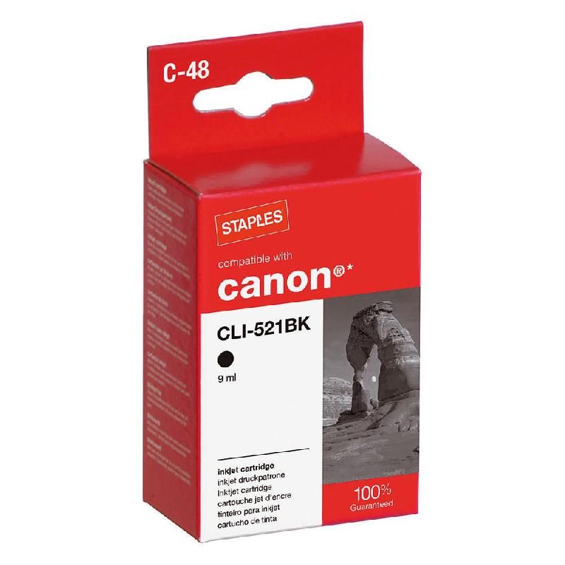 STAPLES CARTOUCHE D'ENCRE COMPATIBLE CLI-521 N (PL0000270) - COMPATIBLE: HP - COULEUR: NOIR