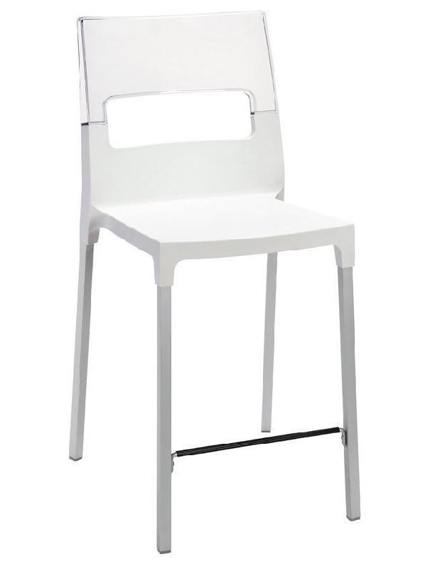 Tabouret de bar Lisa - Assise technopolymère - Dos polycarbonate transparent et opaque - Pieds aluminium_0