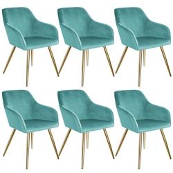 Tectake 6 Chaises MARILYN Effet Velours Style Scandinave - turquoise/or -404020 - bleu plastique 404020_0