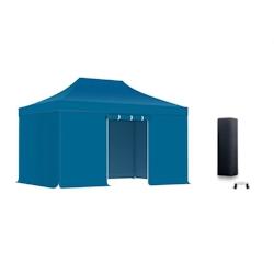 Xptent Pack Tente Pliante 3X4,5 Structure Acier 32mm Toit 380g/m² Bleu qualité Pro - bleu acier PTP30300345BA_0