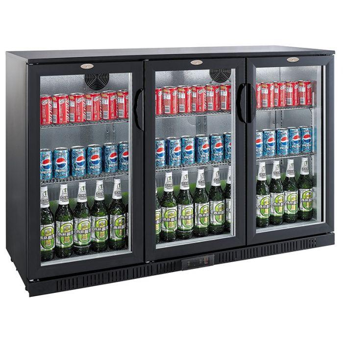 Arrière bar noir professionnel réfrigérée 3 portes battantes vitrées 330 l - 7527.0015_0