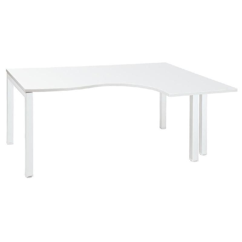 BUREAU COMPACT RETOUR À DROITE ACTUAL - L. 160 X P. 120 CM - PLATEAU BLANC - 4 PIEDS BLANC