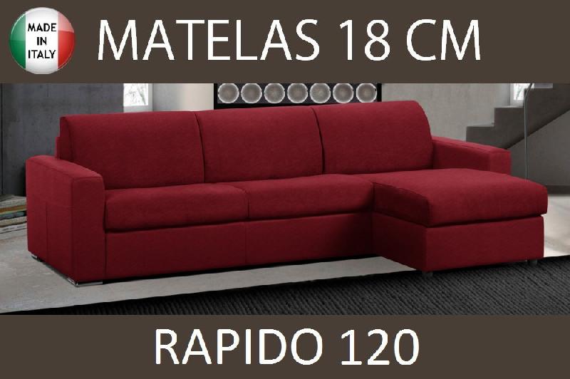 CANAPÉ D'ANGLE RÉVERSIBLE EXPRESS MASTER COUCHAGE 120 CM MATELAS 18CM TWEED ROUGE_0