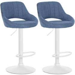 CLP Lot de 2 tabourets de bar Milet tissu Bleu/Métal blanc mat - bleu textile 324426_0