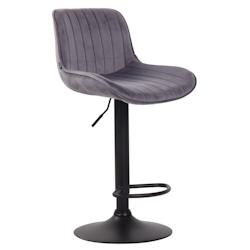CLP Tabouret de bar Lentini en Velours avec Piètement trompette en Métal Gris foncé/Noir - gris textile 318271_0