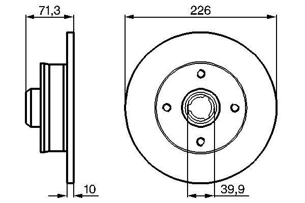 Disque de frein Bosch 0986478331 - arrière - plein - 4 trous - épaisseur 10mm_0