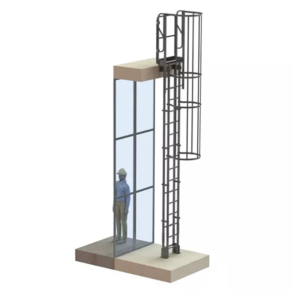 Échelle à crinoline sortie frontale - Sans fixation intermédiaire - Aluminium - Hauteur à franchir de 1,96 à 7,60m_0