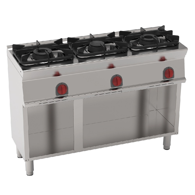 EURAST - Fourneau à gaz 3 brûleurs sur support ouvert - 1200x450x900 mm - 18,9 Kw - 33111317 - inox 33111317_0