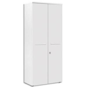 Gautier Office - Armoire haute à 2 portes pleines avec serrure, façade et dessus blancs - Dim. L80 x H187 x P42 cm_0