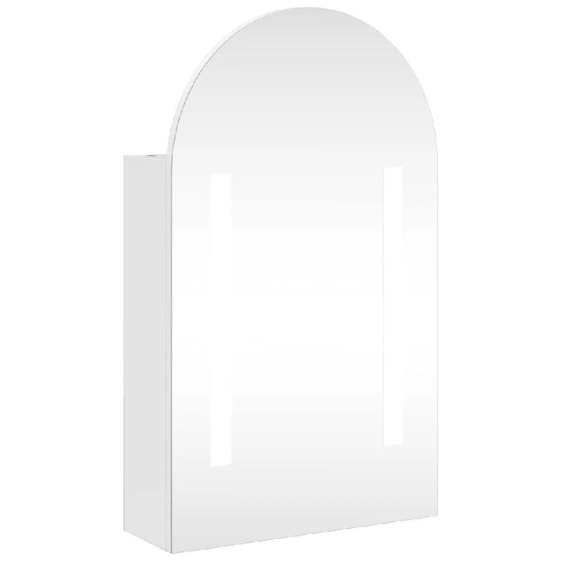 Helloshop26 - Armoire de salle de bain à miroir LED design épuré 42 x 13 x 70 cm avec étagères réglables en bois blanc 02_0047273 - blanc verre_0