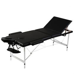 Helloshop26 - Table pliable de massage 3 zones avec cadre en inox noir 02_0001888 - 3000089751531_0