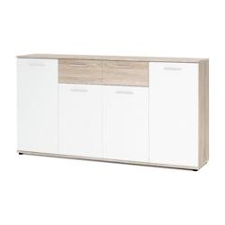 Jacky Buffet Bas Classique Blanc Et Decor Chene Mat - L 160 Cm - multicolore 4251182703883_0