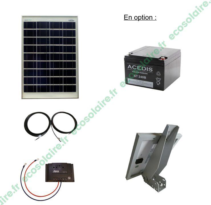 Kit autonome solaire 20W 12V Écosolaire® avec batterie 28Ah et câblage complet_0