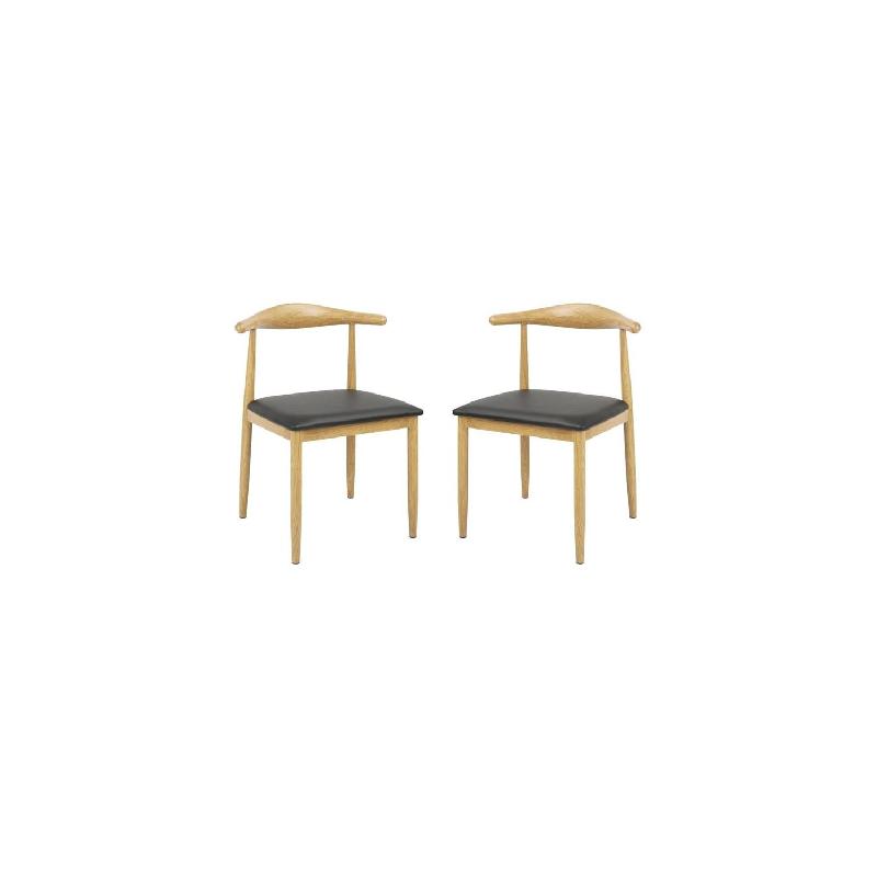 Lot 2 chaises en acier robuste peint avec un effet bois, CAMDEN_0