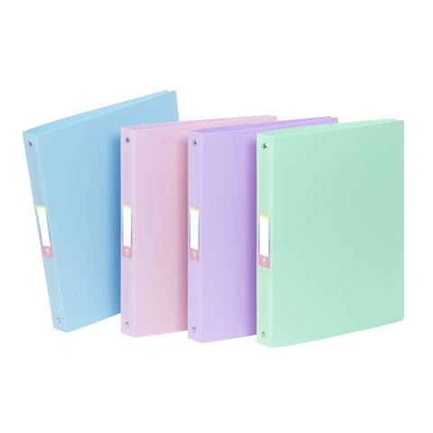 LOT DE 12 - CLASSEUR SOUPLE A4 - 4 ANNEAUX - DOS 3,5 CM - POLYPROPYLÈNE - RAINBOW PASTEL VIQUEL - COLORIS ASSORTIS