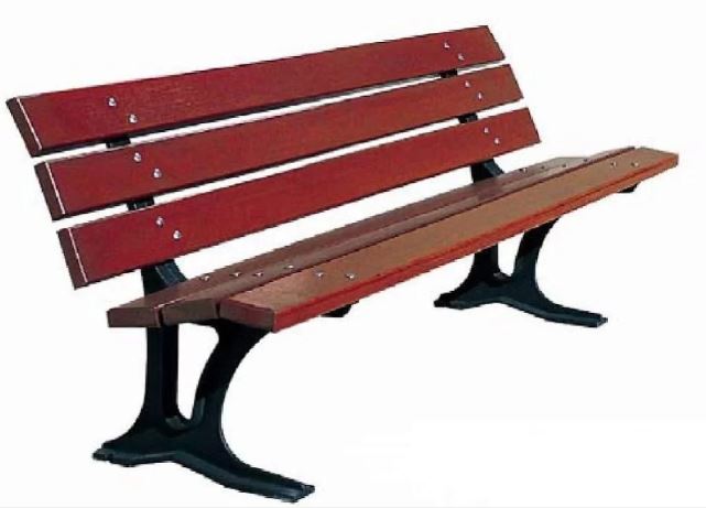 Lot de 2 bancs Guérin - Pieds en fonte, 5 lames de bois, 2 mètres_0
