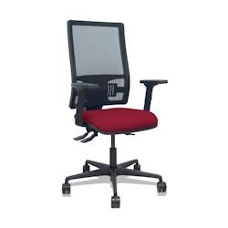 Piqueras y Crespo Silla Bormate asincro malla negra asiento bali granate brazos 2D ruedas 65mm - rouge multi-matériau 405ASM840B933B2B68R65L_0
