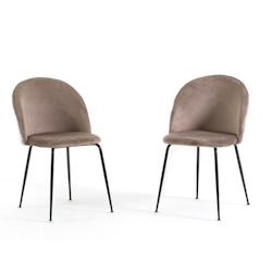 RATTATAN Lot de 2 chaises en velours avec pieds en métal, design élégant pour cuisine, salle à manger, bar ou restaurant – Sara – Taupe/Gris f_0