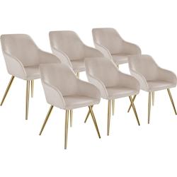 TecTake GmbH tectake Chaise MARILYN Effet velours style scandinave  taupe/or - 406117 - marron mousse 406117_0