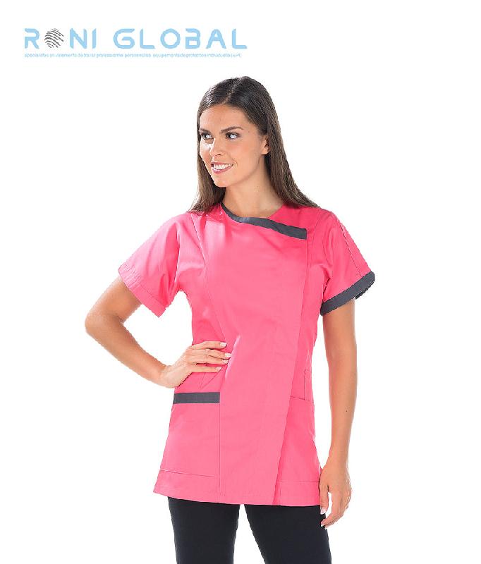 Tunique de travail femme manches courtes en polyester et coton - 5 poches - DALHIA REMI CONFECTION - Ref: R-2640_0