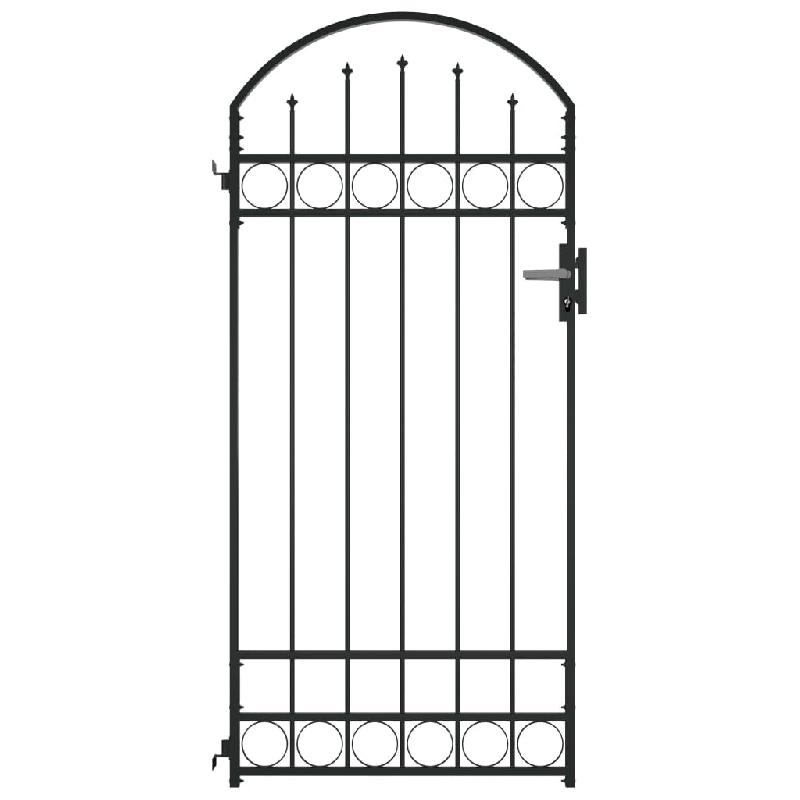 Vidaxl portail de jardin avec dessus arqué acier 89x200 cm noir 145750_0