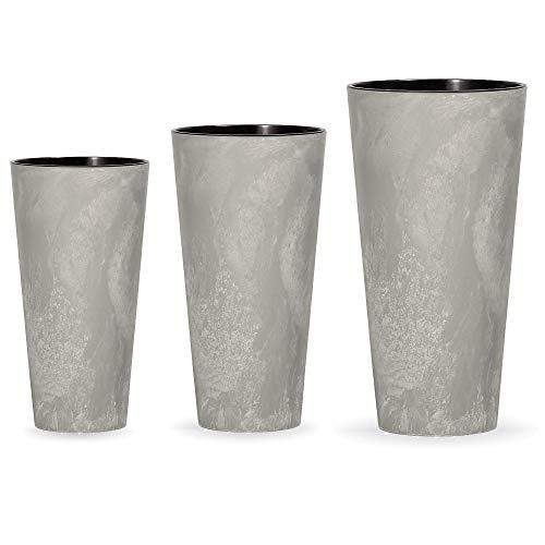 WELLHOME LOT DE 3 POTS DE FLEURS PROSPERPLAST TUBUS SLIM EFFECT EN PLA_0