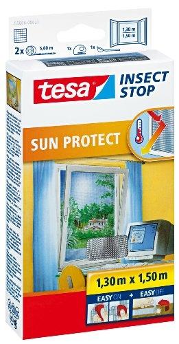 TESA 55806-00021-00 - Moustiquaire pour fenêtre avec protection UV - Anthracite - 1,30 m x 1,50 m, lavable et découpable_0