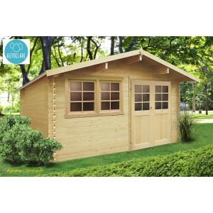 Abri de jardin en bois traité autoclave 28mm - S8308-1 - sans plancher - 16,83m² avec double portes vitrées_0