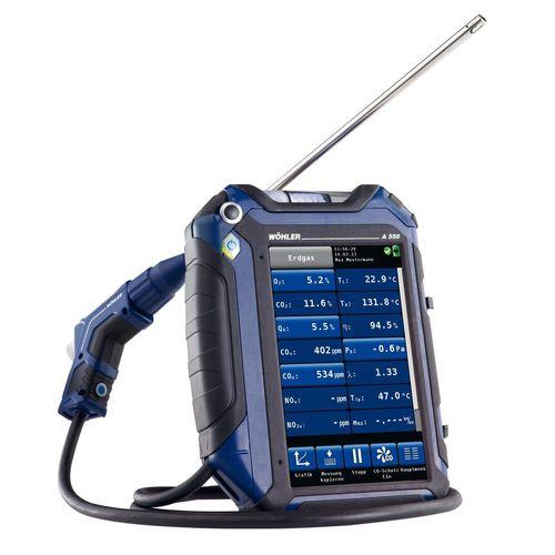 Analyseur de combustion Wöhler A550 L - Attestation 2009-649 - 3 cellules CO, O2, NO - WLAN, USB & Bluetooth - Écran tactile 7