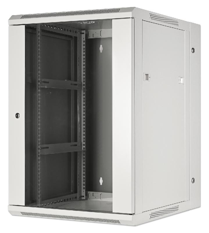 Armoire murale 19 pouces MHT144 avec porte en verre - hauteur 15U - double section - profondeur 550 mm - gris - Bravour®_0