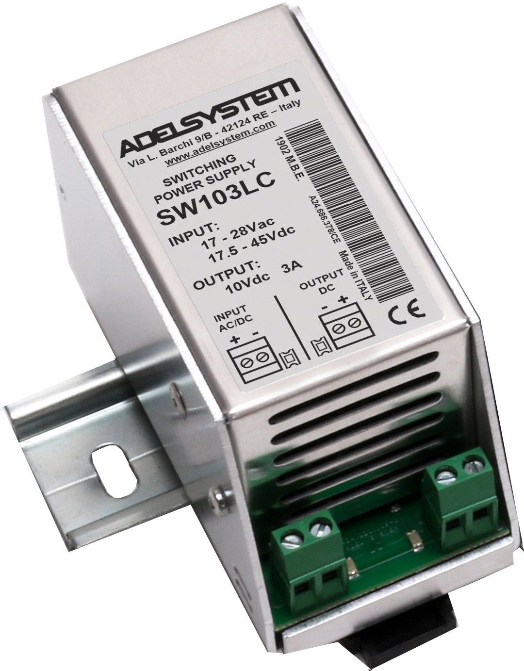 Convertisseur de tension rail DIN AC-DC / DC 10V - 3A - modèle SW103LC - protégé contre courts-circuits et surcharges_0