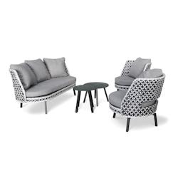 DCB GARDEN Salon de jardin 4 places en aluminium gris anthracite - AGADIR - gris aluminium AGADIR-S2_0