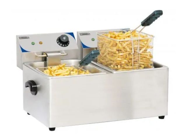 Friteuse électrique professionnelle à poser - 2×4 litres - Acier inoxydable - Double cuve avec contrôle précis_0