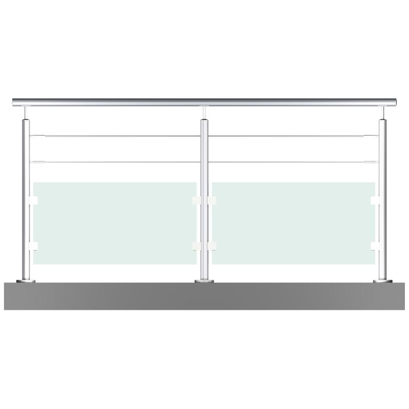 Garde-corps inox sur mesure avec verre et 2 câbles - adaptable pour terrasses, balcons et mezzanines_0