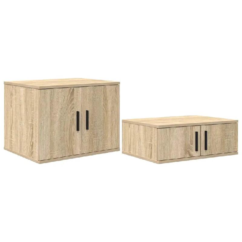 Helloshop26 - Armoire de rangement moderne pour salon salle à manger 118 x 41 x 40 cm 2 étagères durable en bois d'ingénierie chêne 02_0052112 -_0