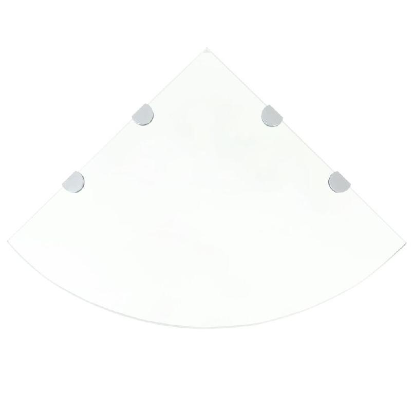 Helloshop26 - Étagère armoire meuble design de coin et supports chromés verre transparent 45x45 cm 2702219/2 - 3001537897337_0