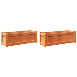 Helloshop26 - Jardinière bac lit surélevé plantes fleurs jardin terrasses lot de 2 cire bois de pin massif marron 02_0039066 - 3000218010157_0