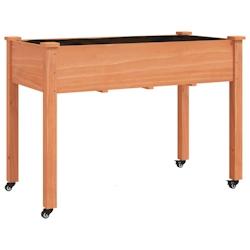 Helloshop26 - Jardinière bac lit surélevé plantes fleurs terrasse jardin sur roues avec doublure brun 118 x 59 x 80 cm bois sapin 02_0038729 - 3000_0