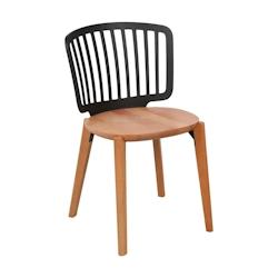 Kosmi Chaise Eira Design Scandinave – Dossier Résine Noir, Assise Bois – Pieds Bois Naturel - noir Bois massif 3760301697596_0