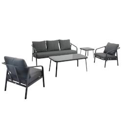 Oviala Business Salon de jardin 5 place gris anthracite - gris aluminium 110858_0