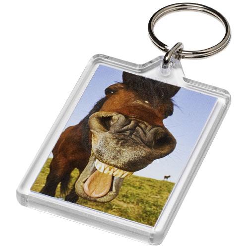 Porte-clés C1 rectangulaire Vito 21056100 - transparent avec anneau métallique plat_0
