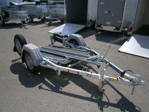 Porte-moto 1 voie KXL165 - PTAC 500/600/650/750 kg - Arceau, rail, roues 155R13 et coffre à outils_0