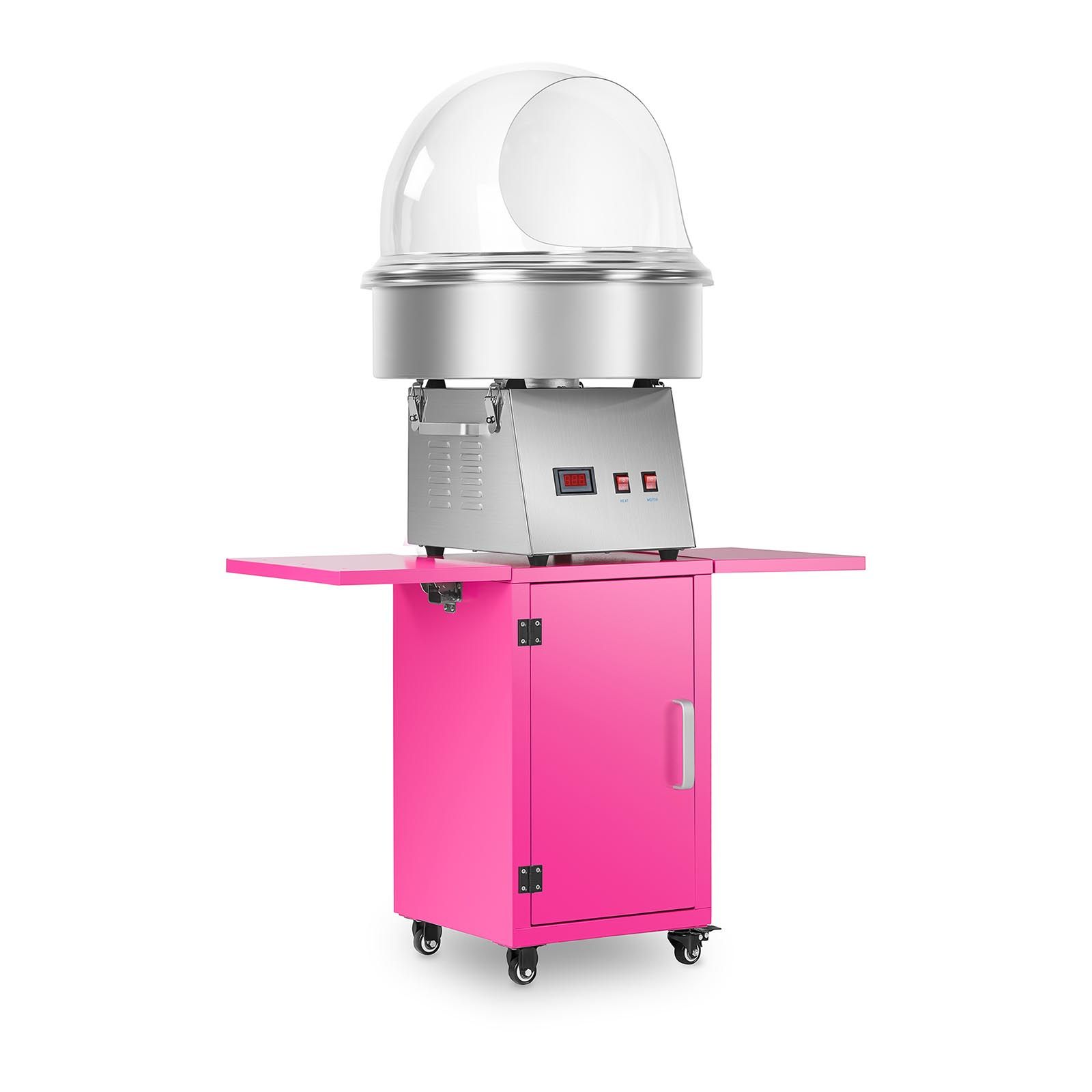 RCZK-SET8 - Machine à barbe à papa professionnelle Royal Catering - élément chauffant 1030 W - chariot rose et structure en acier inoxydable_0