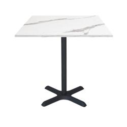 Restootab - Table 70x70cm - modèle Dina marbre blanc - blanc fonte 3760371510948_0